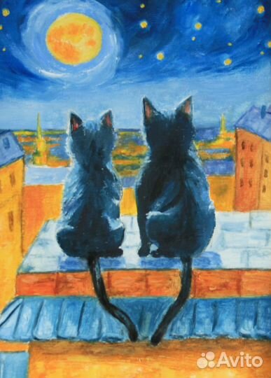 Картина маслом коты Петербурга