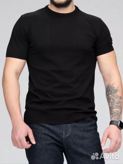 Футболка вязаная мужская с коротким рукавом