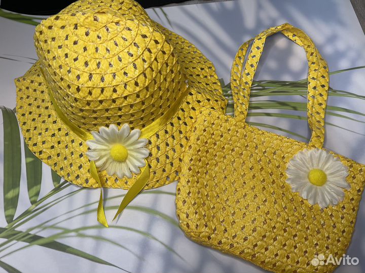 Соломенная шляпа и сумка. Набор для девочек