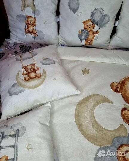 Бортики 12шт+ одеяло+ простынь