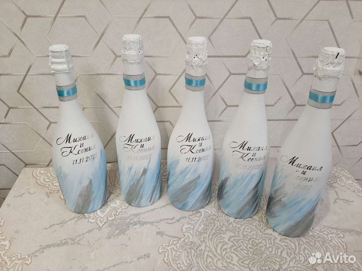 Декор свадебных бутылок