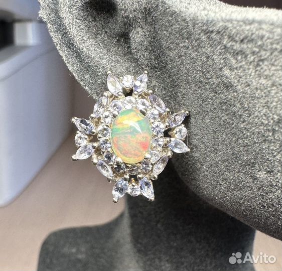 Серьги с танзанитом и опалом