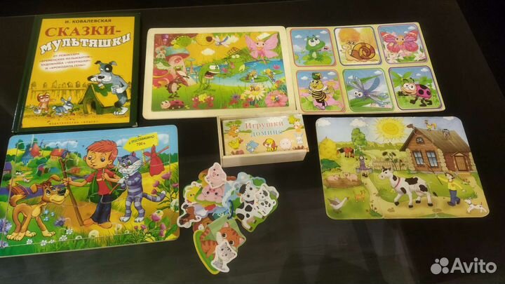 Деревянные пазлы, домино, мозайка и конструктор