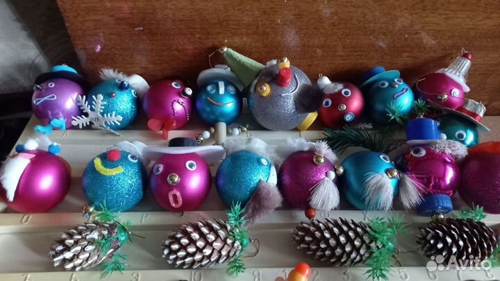 Елочные игрушки шарик hand made