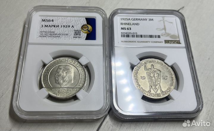 3 марки 1929 и 3 марки 1925 в слабах