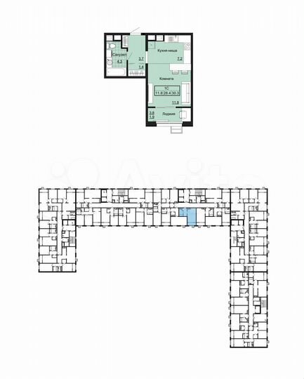 Квартира-студия, 30,3 м², 2/12 эт.