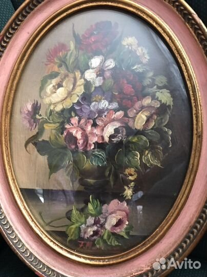 Картина овальная 23х30 масло Италия