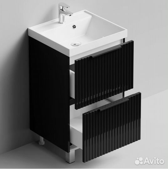 Тумба с раковиной Дольчи 50см напольный, черный