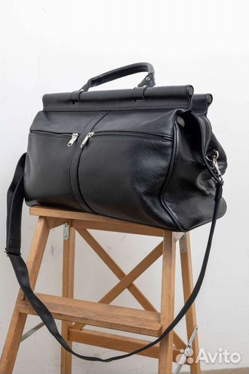 Кожаная дорожная сумка-саквояж