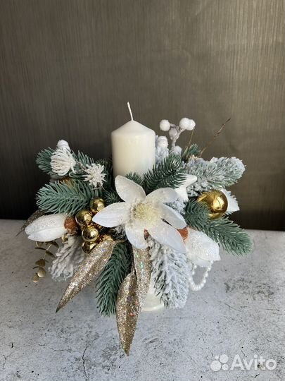 Новогоднее украшение/новогодний декор/подсвечник