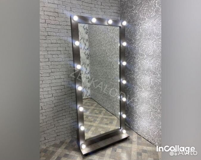 В наличии Зеркало с лампами на колесиках 180*80