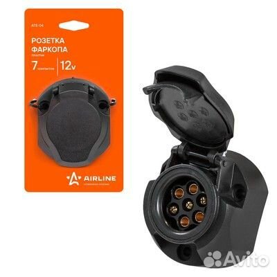 Розетка фаркопа 12в 7 контактов пластик (ate-04) A