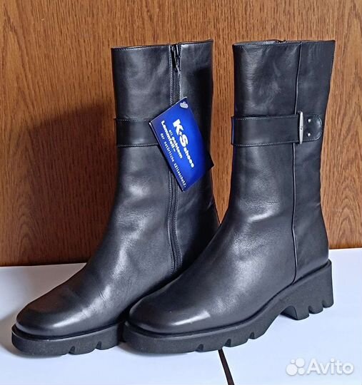Сапоги женские кожаные 38 зимние на меху Германия