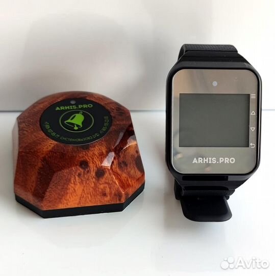 Кнопка вызова официанта Бургер махагон с часами