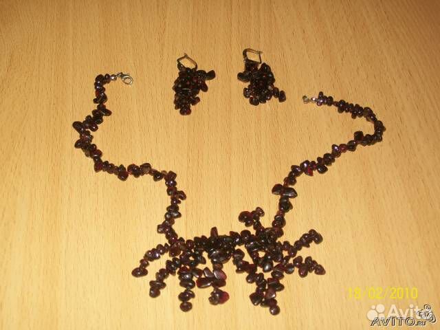 Колье + серьги (гранат)