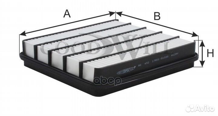 Фильтр воздушный toyota LC 4.5 AG492 Goodwill