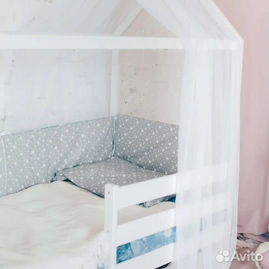 Новая кровать Домик 80*160 массив березы с ящиками