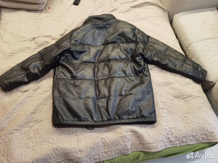 Кожаный пуховик 48 размер