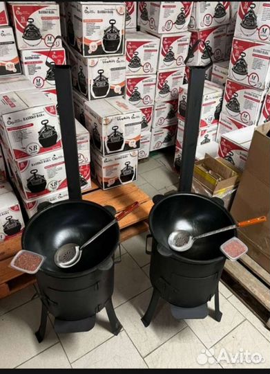 Афганский казан, чугунный казан, садж, шампура