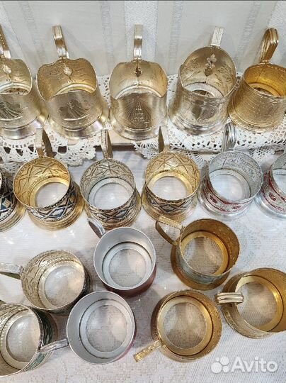 Подстаканник эмаль СССР алюминий, салфетница