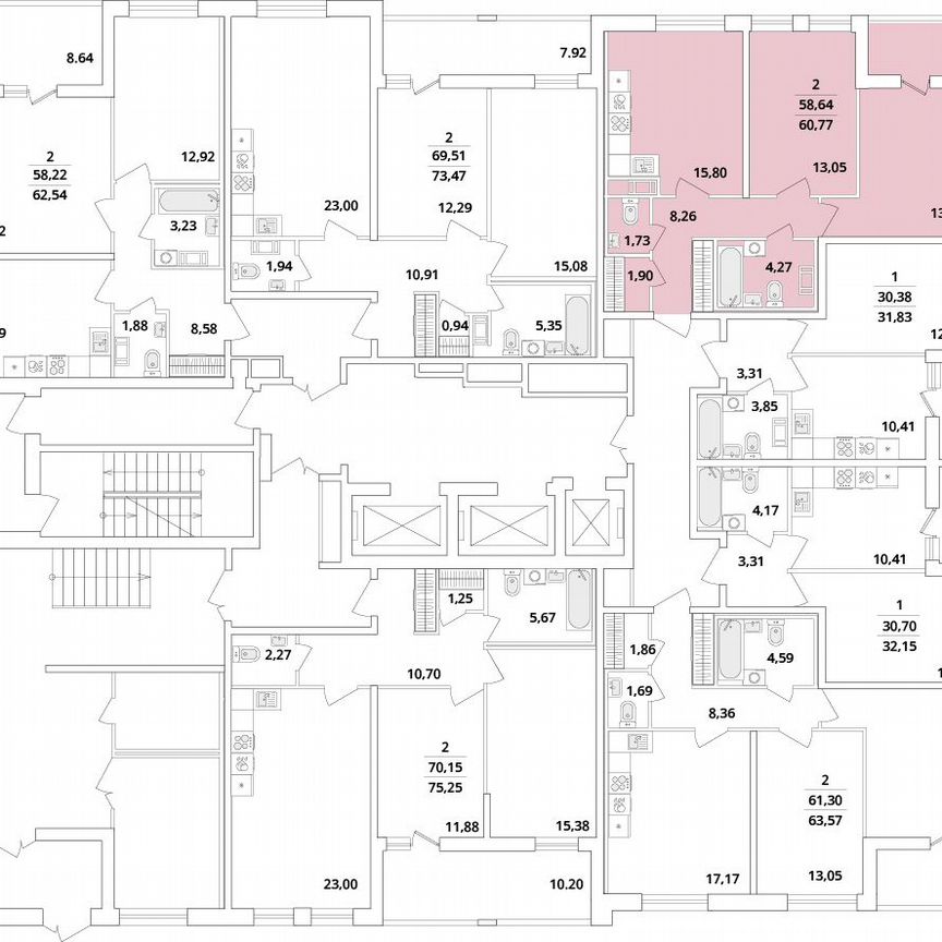 2-к. квартира, 61,3 м², 2/18 эт.