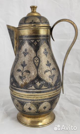 Кувшин серебро 875 проба, позолота