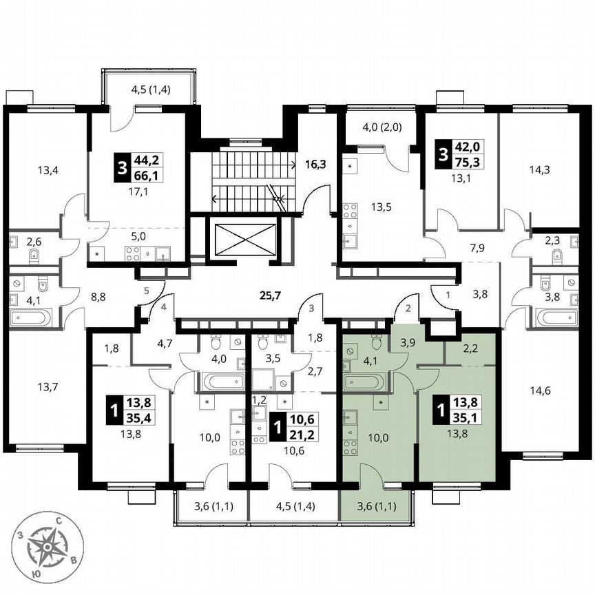 1-к. квартира, 35,1 м², 6/9 эт.