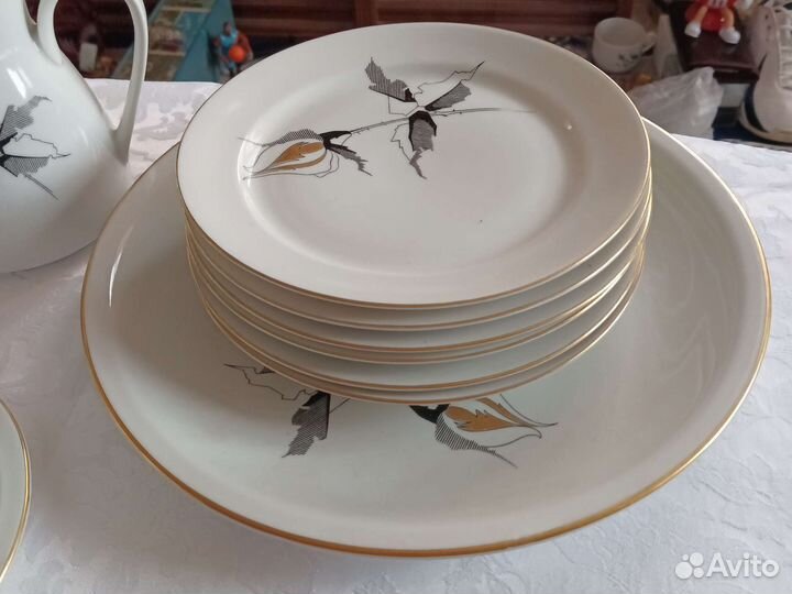 Чайно кофейный сервиз гдр, черная роза СССР