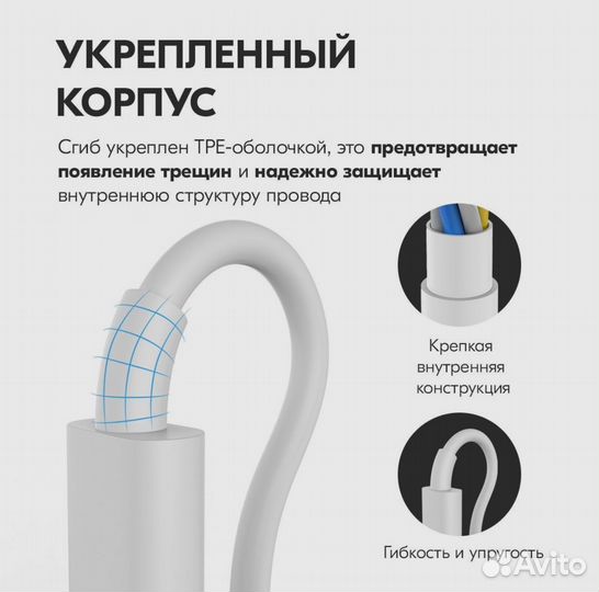 Кабель USB Type C, 1 метр, Быстрая зарядка Type C