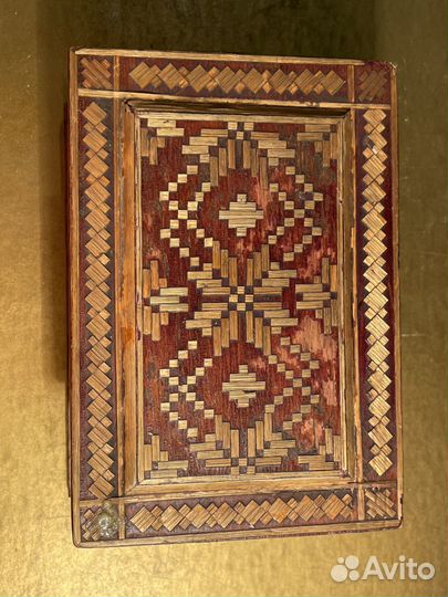 Шкатулка СССР Инкрустация Деревянная маркетри. *