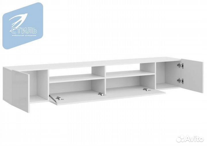 Подвесная тумба под тв Соло16, белый глянец