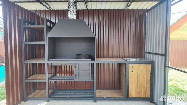 Мангал с крышей лофт