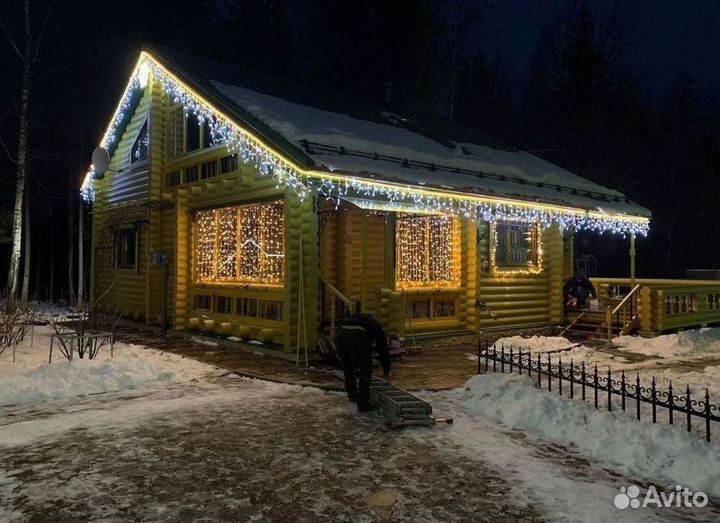 Подсветка дома / Украшение фасада гирляндой