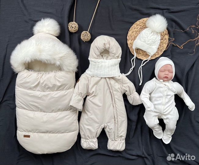 Конверт на выписку и в коляску зимний на овчине