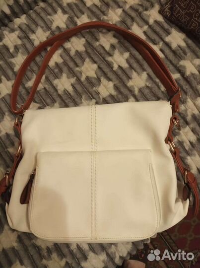 Сумка женская белая кож зам