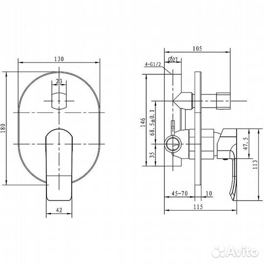 Смеситель для душа Kaiser Aurora 67277