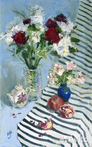 210 Натюрморт с розами и гранатами