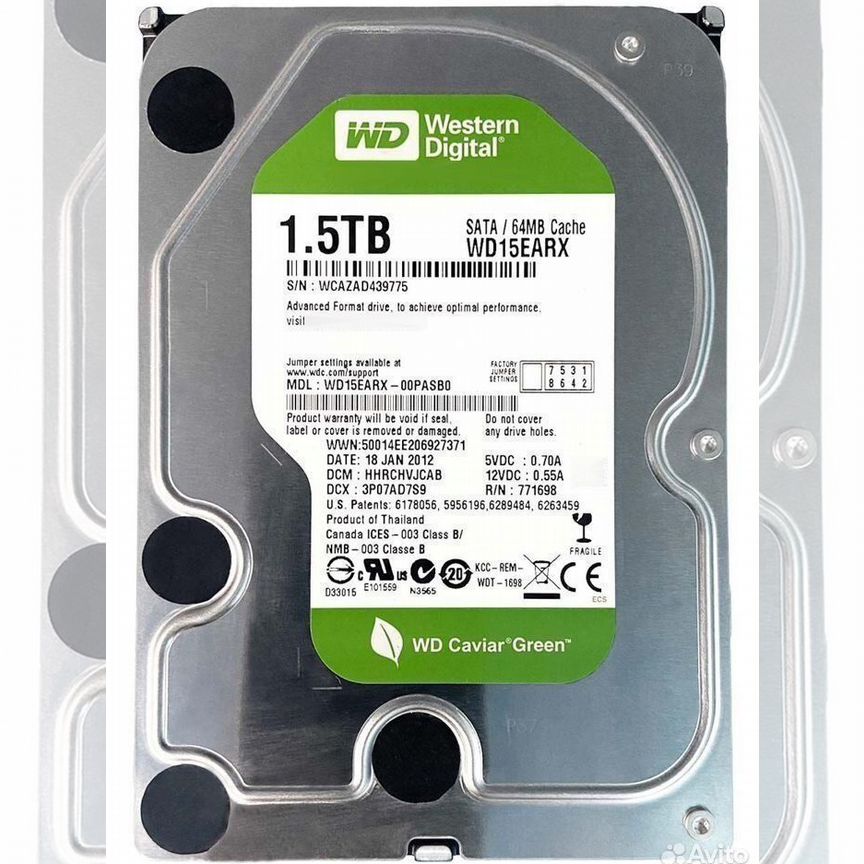 [WD15EARX] Жесткий Диск Western Digital 1,5tb Sata2 Wd15earx