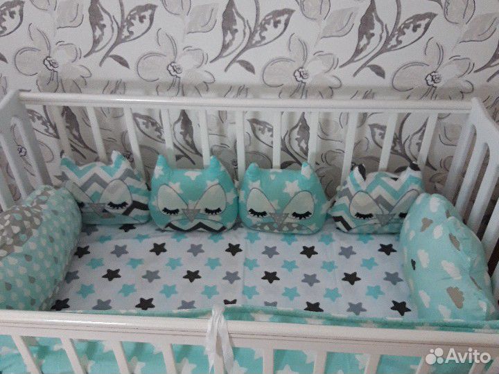 Бортики для детской кроватки+ балдахин