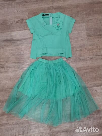 Костюм для девочки 110-146см с юбкой/брюками