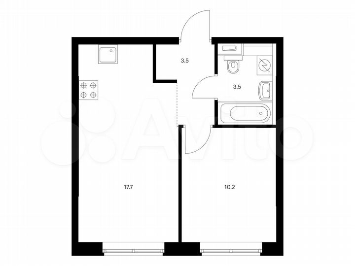 1-к. квартира, 34,9 м², 1/9 эт.