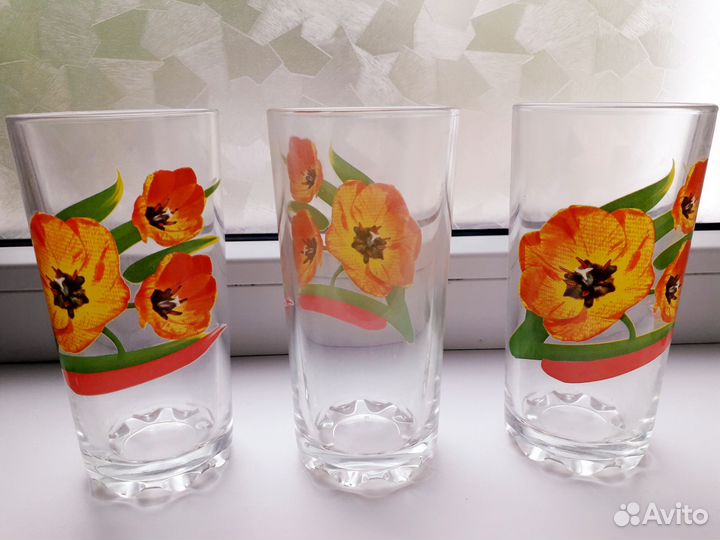 Стаканы с рисунком набор стекло