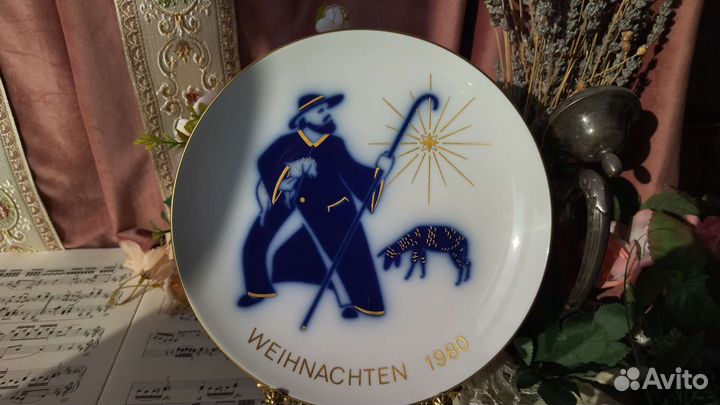 Декоративная тарелка рождество 1980 KPM print