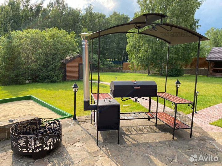 Мангал с печью под казан