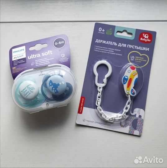 Соска пустышка avent 0 6 и держатель, новые