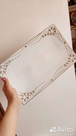 Блюдо фарфор Lefard со стразами новое