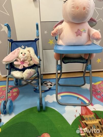 Коляска и стульчик для кормления для кукол