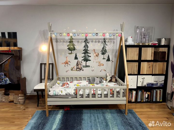 Новая детская Кровать из бука с ящиками