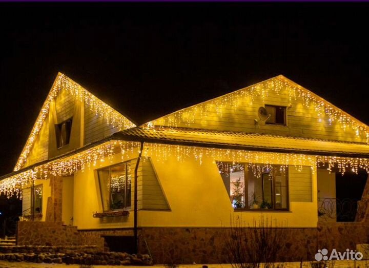 Украшение домов гирляндами