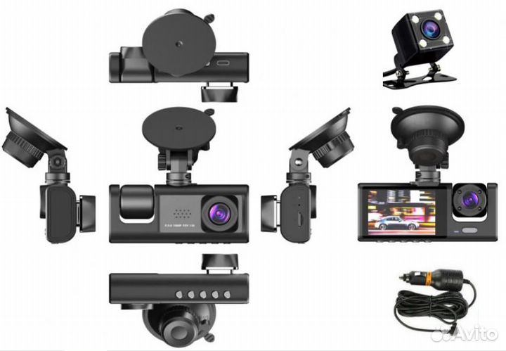 Видеорегистратор c 3-я камерами